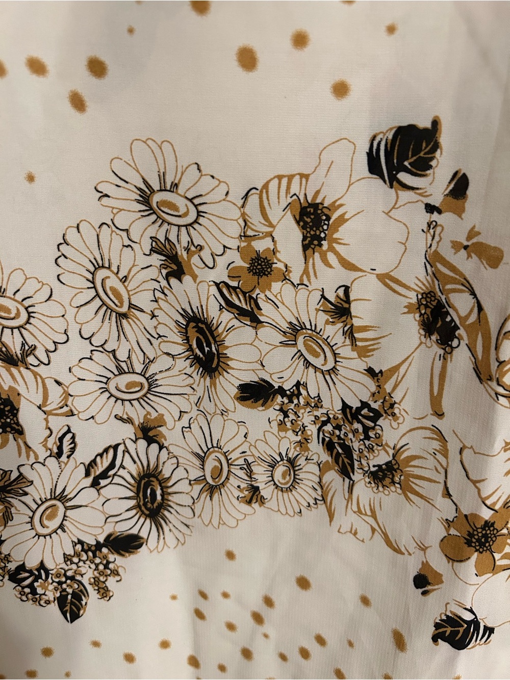 BCBGMaxAzria White Blouse with Gold & Black Floral Dot Print - Picture 8 of 8